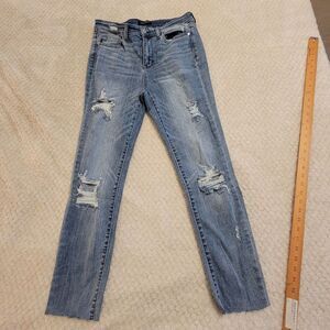 Judy Blue Skinny Fit Jeans Women Size 9/29 Raw Hems Distressed GUC